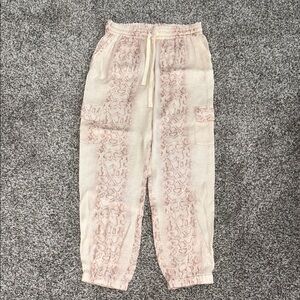 Melissa Nepton Miranda Cargo Satin Pant in Cream/Pink Snakeskin Print